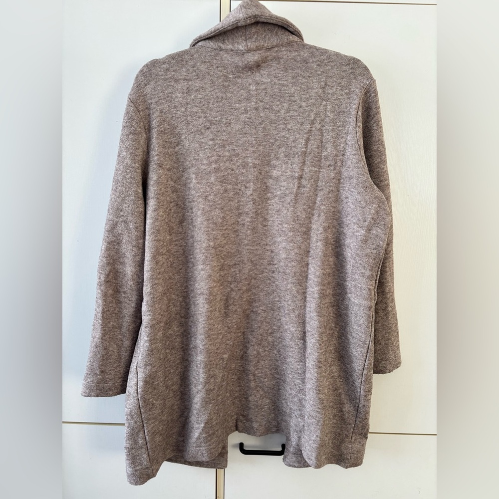 Reitmans Taupe Cozy Open Cardigan Soft Stretch Pockets Medium Fall Layer Casual - Picture 4 of 9